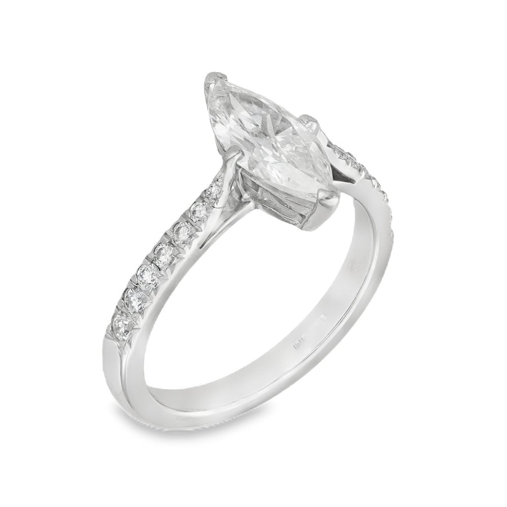 18ct White Gold Marquise Diamond Engagement & Eternity Ring