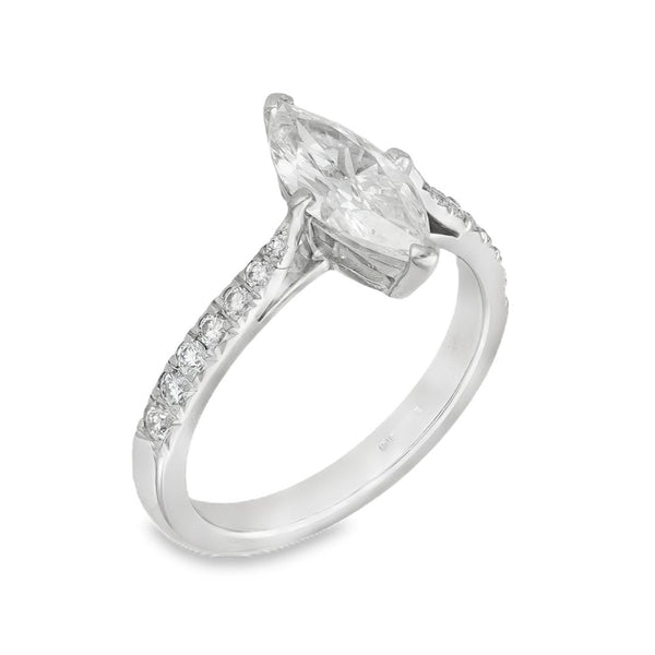 18ct White Gold Marquise Diamond Engagement & Eternity Ring