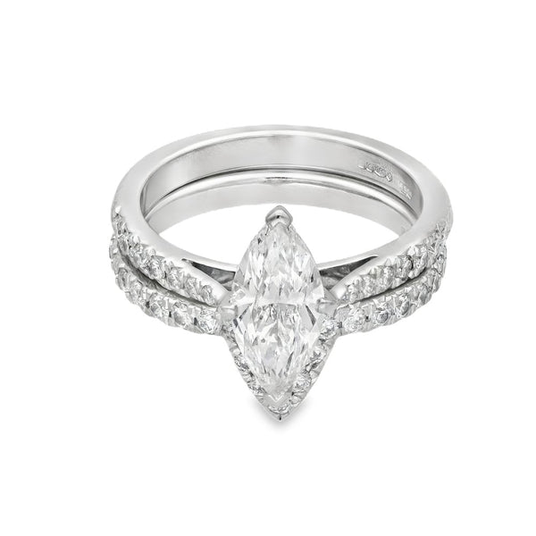 18ct White Gold Marquise Diamond Engagement & Eternity Ring