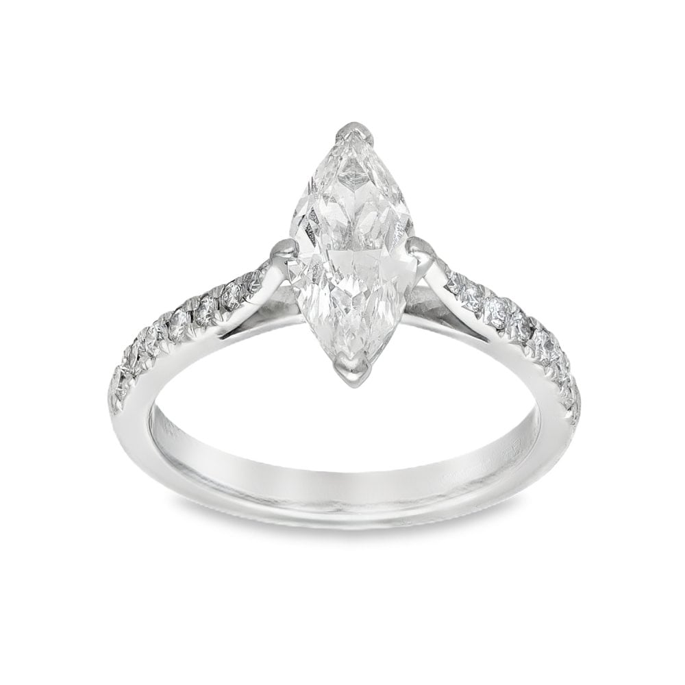 18ct White Gold Marquise Diamond Engagement & Eternity Ring