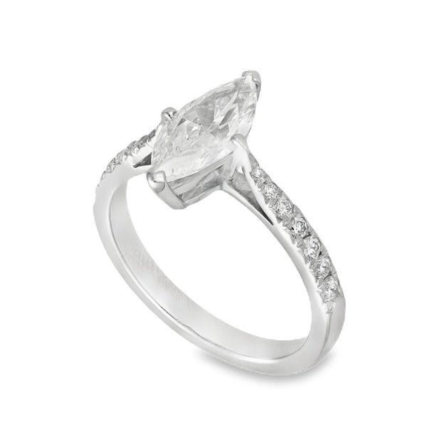 18ct White Gold Marquise Diamond Engagement & Eternity Ring