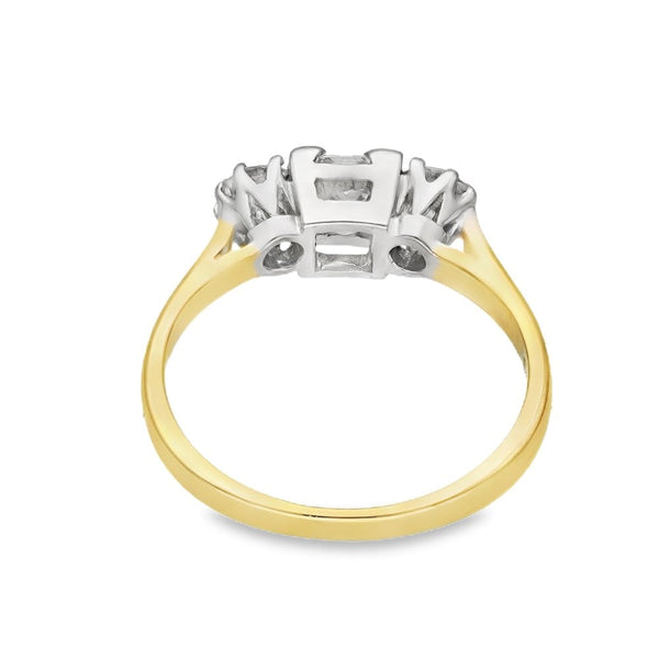 18ct Yellow Gold Diamond Trilogy Ring - Size K - 0.83ct