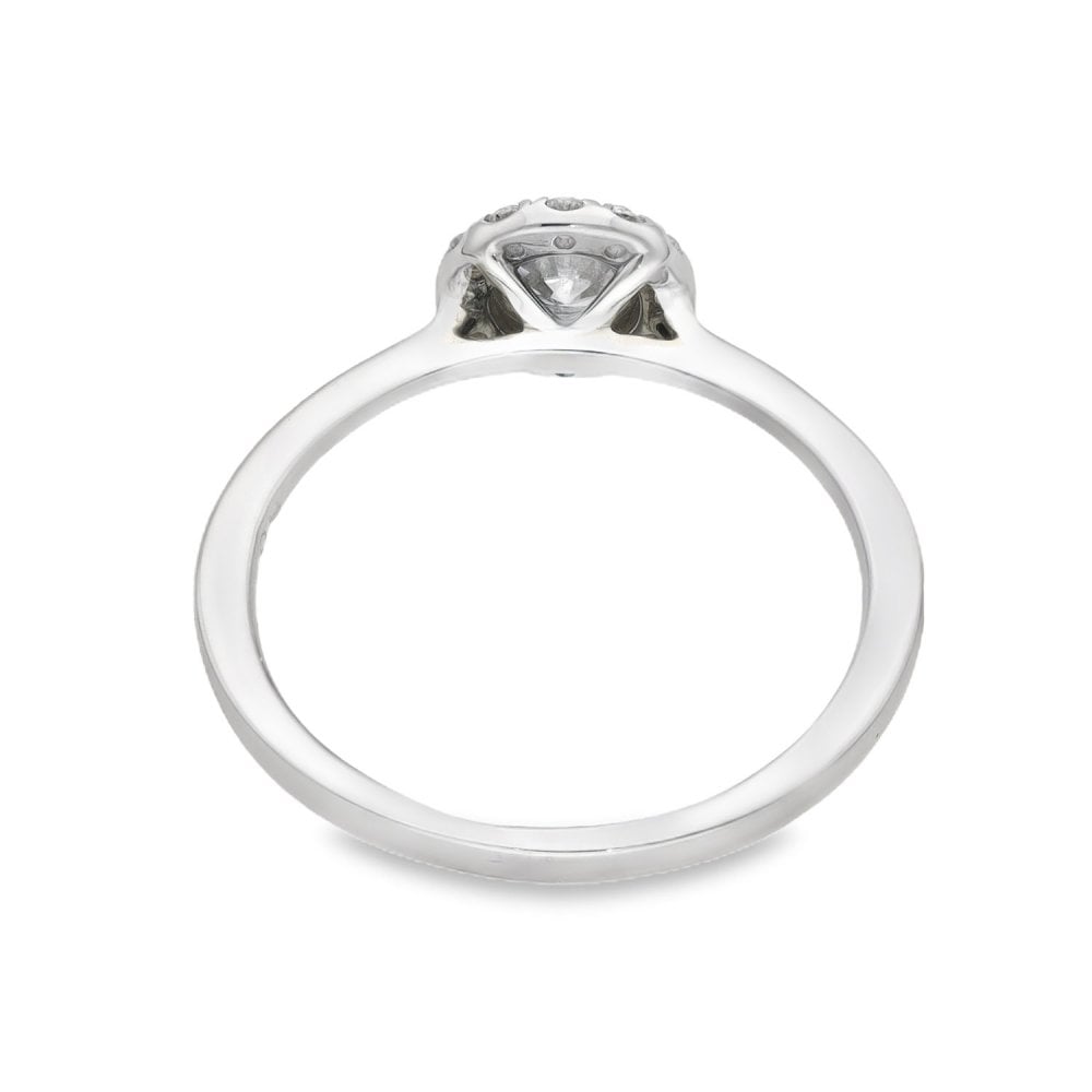 9ct White Gold Diamond Halo Cluster Ring - Size M - 0.48ct