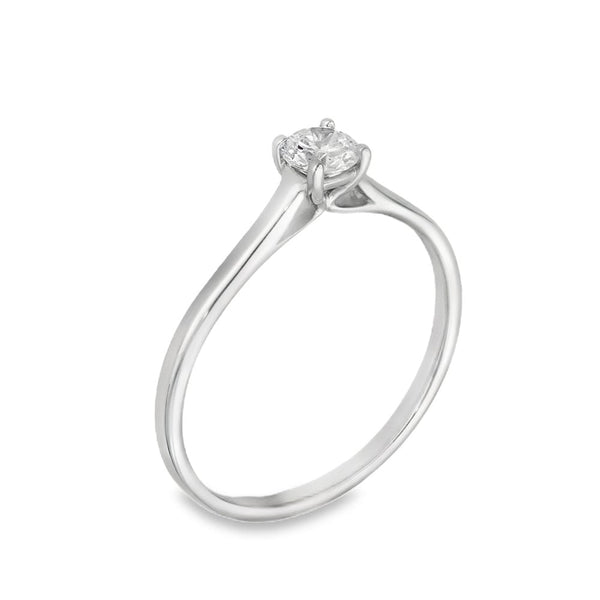 18ct White Gold Diamond Engagement Ring - Size R - 0.33ct