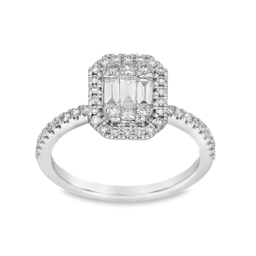 950 Platinum Diamond Cluster Ring - Size I½ - 0.50ct