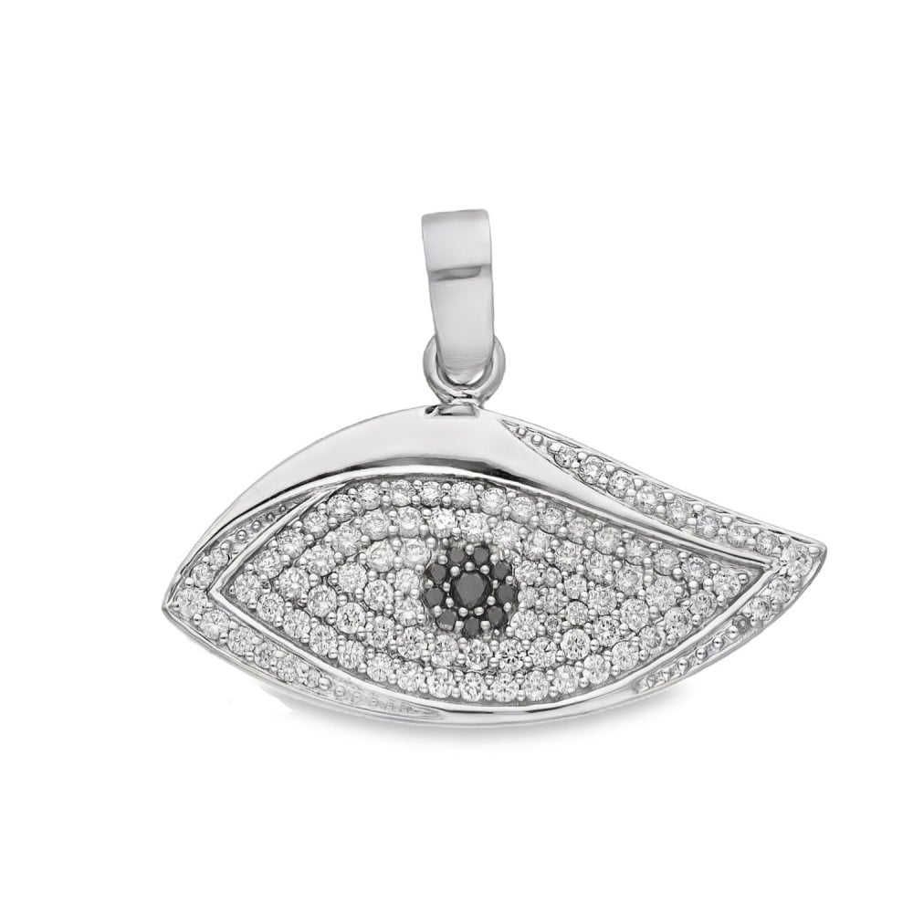 18ct White Gold Diamond Eye Pendant - 30x19x3mm - 1.20ct