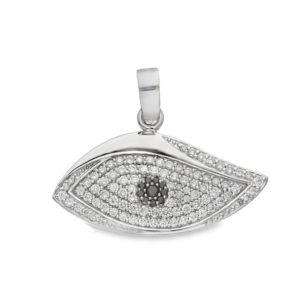 18ct White Gold Diamond Eye Pendant - 30x19x3mm - 1.20ct