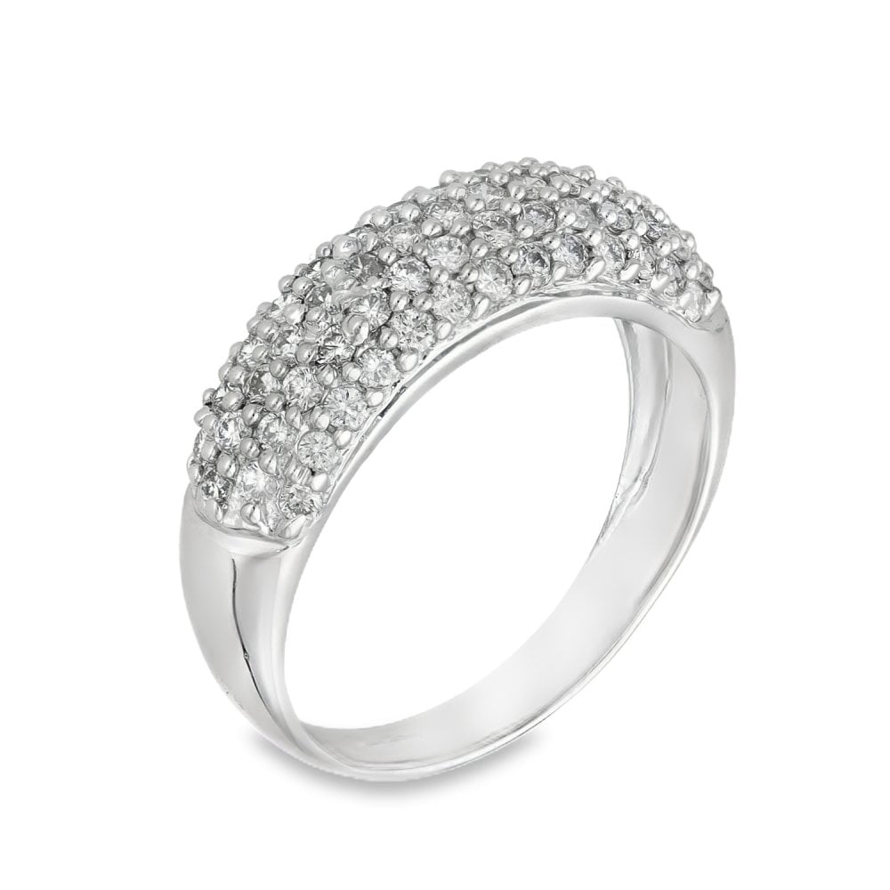 18ct White Gold Diamond Pave Ring - Size R - 0.50ct
