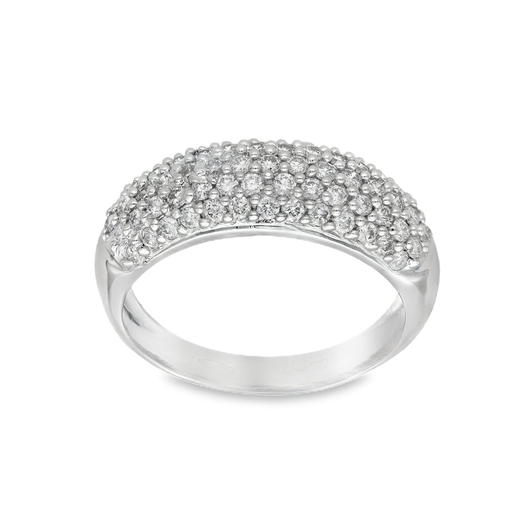 18ct White Gold Diamond Pave Ring - Size R - 0.50ct