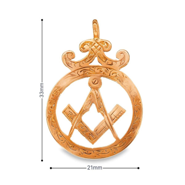 9ct Rose Gold Open Circular Masonic Pendant - 22x33x1mm - 2.0g