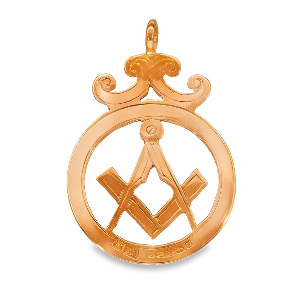 9ct Rose Gold Open Circular Masonic Pendant - 22x33x1mm - 2.0g