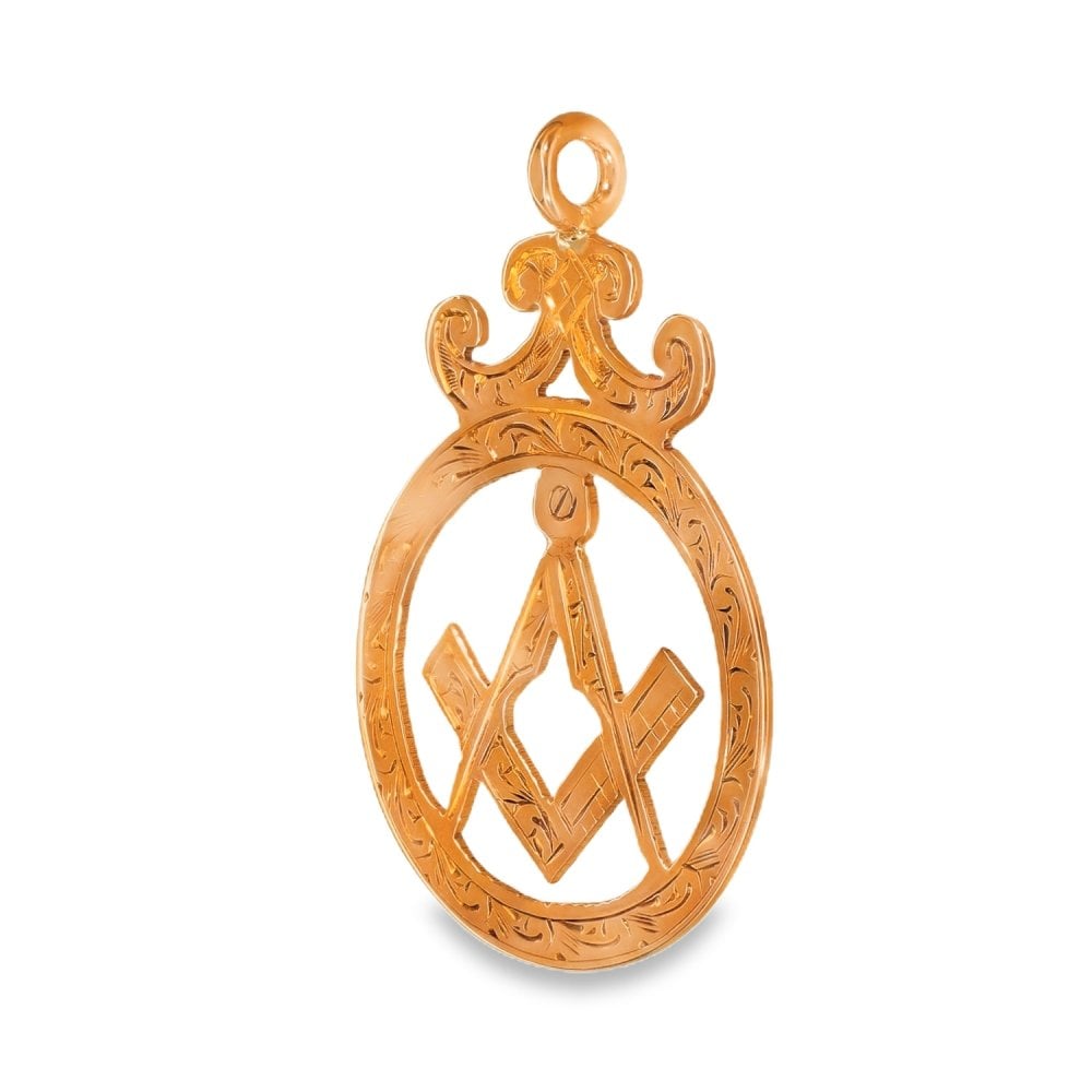 9ct Rose Gold Open Circular Masonic Pendant - 22x33x1mm - 2.0g