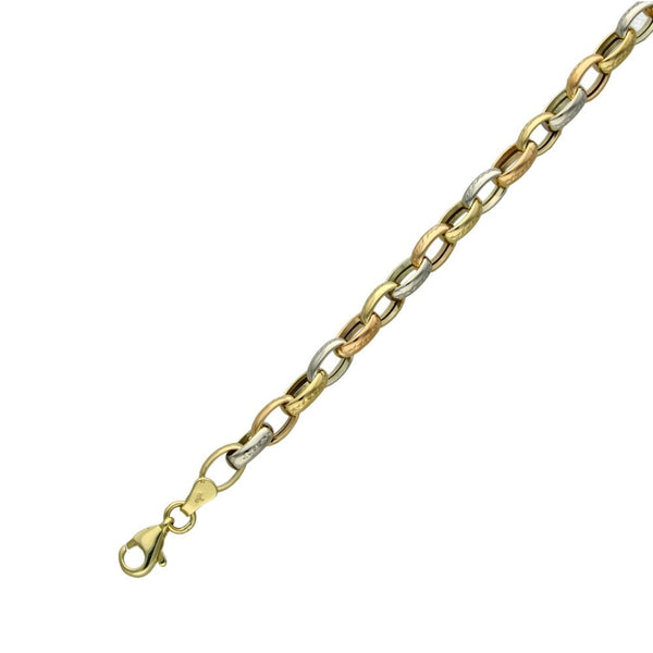 9ct Multi-Tone Gold Belcher Bracelet - 7.5" - 4.6g