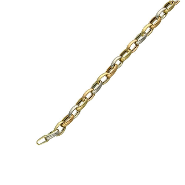 9ct Multi-Tone Gold Belcher Bracelet - 7.5" - 4.6g