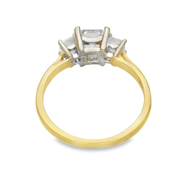 18ct Yellow Gold Diamond Trilogy Ring - Size N - 1.00ct