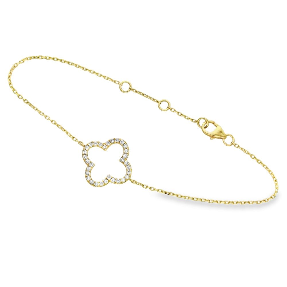 0.34ct Yellow Gold Diamond Open Clover Bracelet - F/VS
