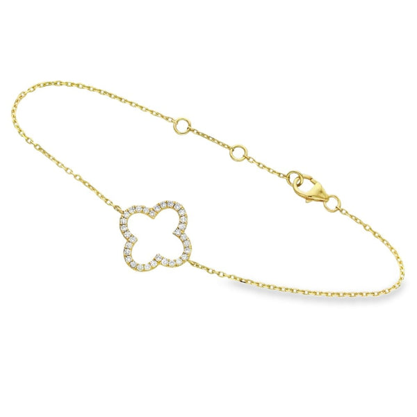 0.34ct Yellow Gold Diamond Open Clover Bracelet - F/VS