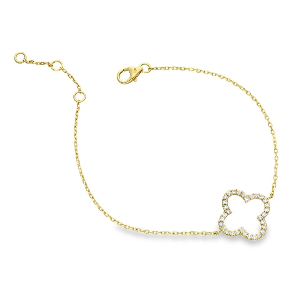 0.34ct Yellow Gold Diamond Open Clover Bracelet - F/VS