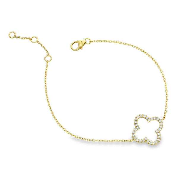 0.34ct Yellow Gold Diamond Open Clover Bracelet - F/VS