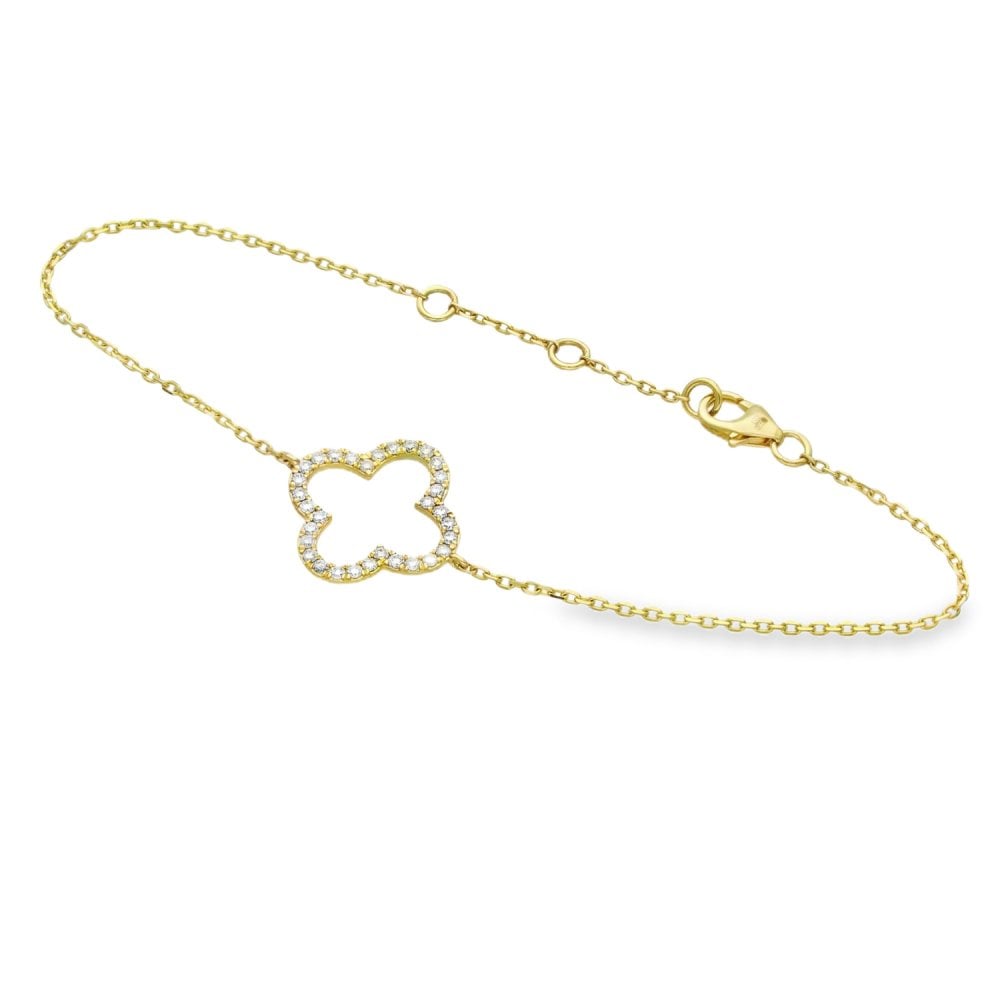 0.34ct Yellow Gold Diamond Open Clover Bracelet - F/VS