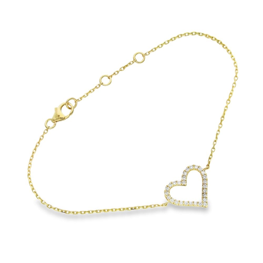 0.25ct Yellow Gold Diamond Heart Bracelet - F/VS