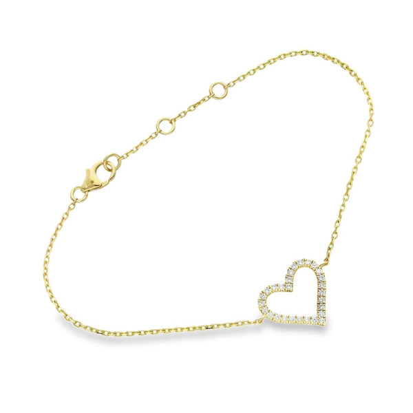 0.25ct Yellow Gold Diamond Heart Bracelet - F/VS