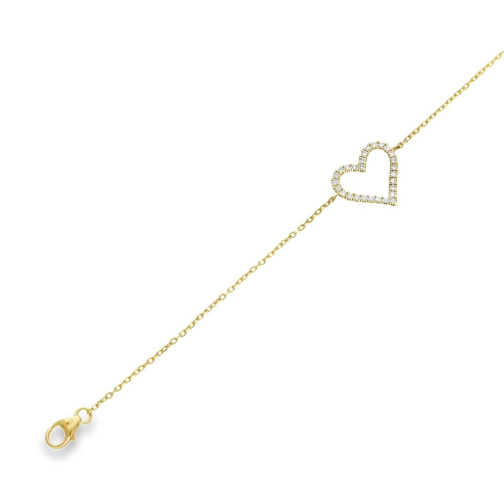 0.25ct Yellow Gold Diamond Heart Bracelet - F/VS