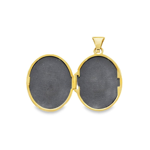 9ct Yellow Gold Patterned Oval Locket - 17x24x5mm - 2.0g