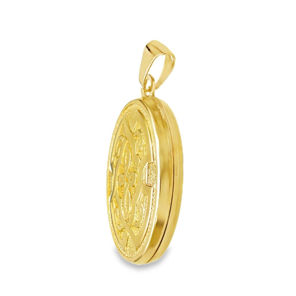 9ct Yellow Gold Patterned Oval Locket - 17x24x5mm - 2.0g