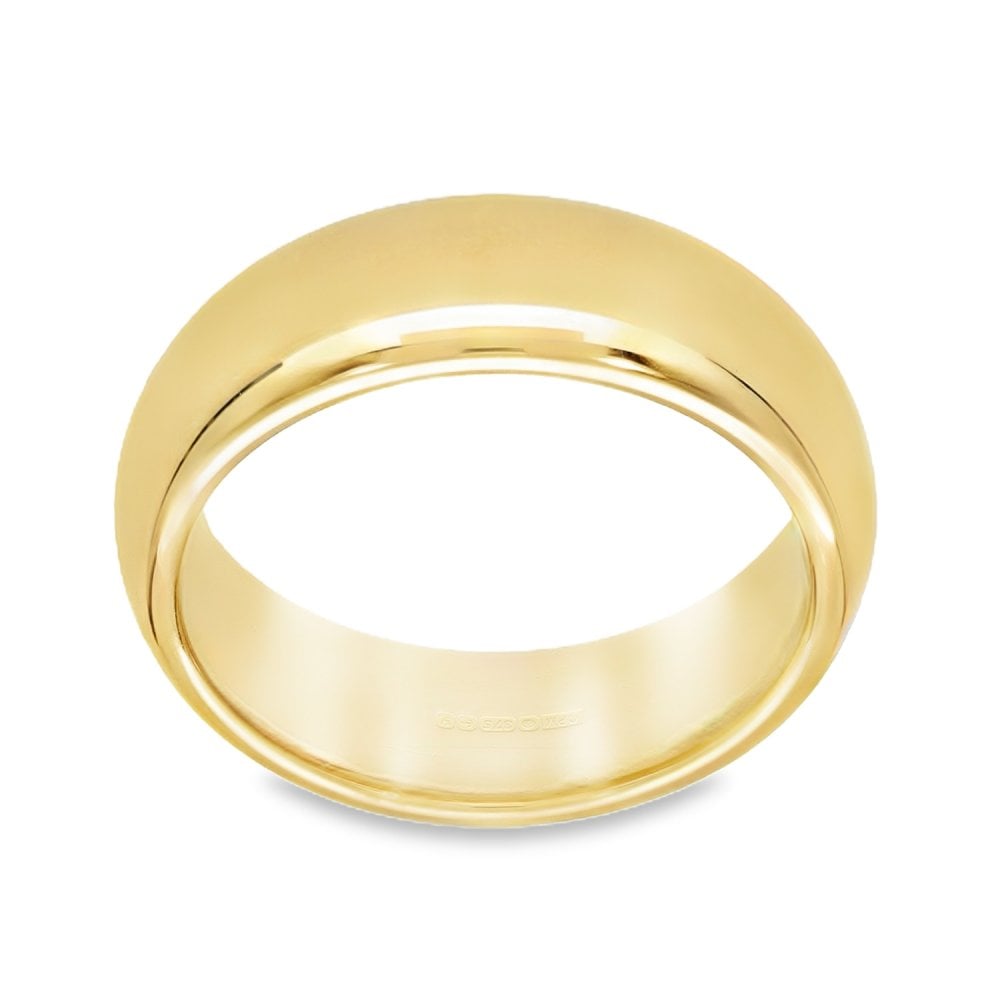 9ct Yellow Gold Plain Wedding Band - Size P½ - 7mm