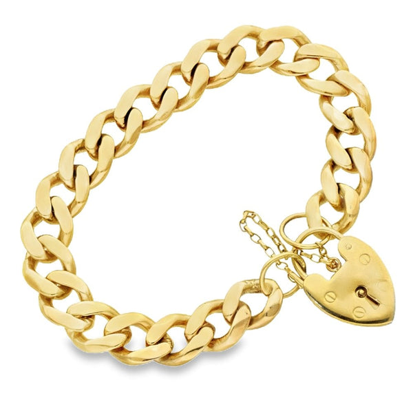 9ct Yellow Gold Heavy Curb Bracelet - 8" - 41.4g