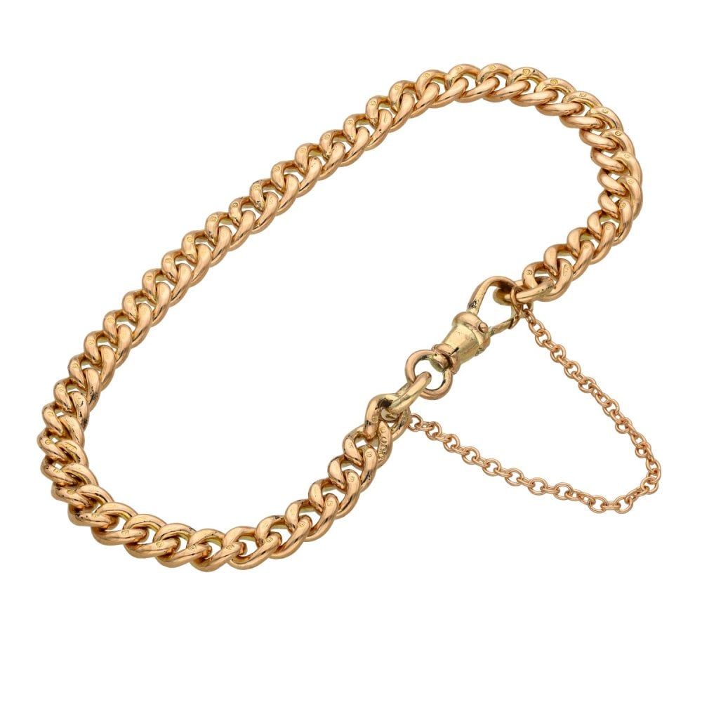 9ct Rose Gold Curb Bracelet - 8" - 16.7g