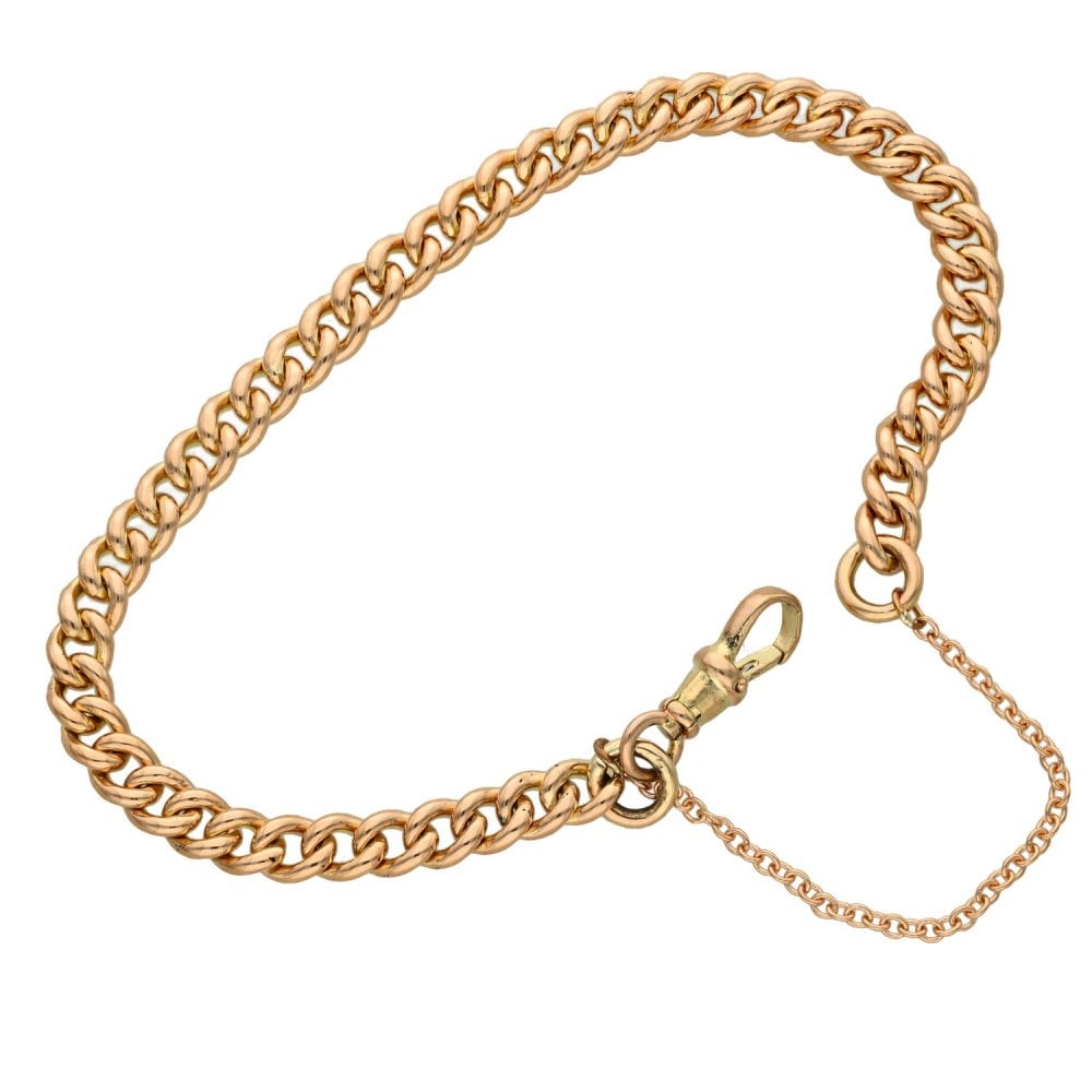 9ct Rose Gold Curb Bracelet - 8" - 16.7g