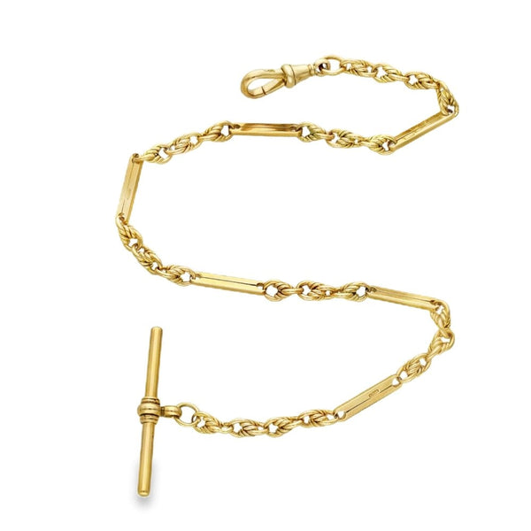 9ct Yellow Gold Fancy Bar Bracelet & T-Bar Pendant - 12" - 21.8g