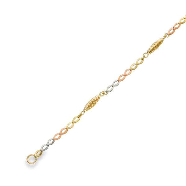 9ct Multi-Tone Gold Fancy Bracelet - 9" - 4.2g