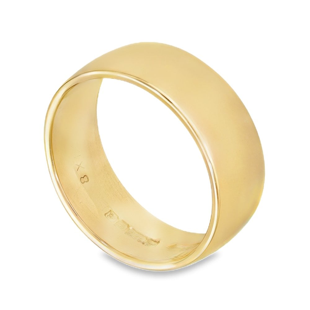 9ct Yellow Gold Wedding Band - Size S - 8mm
