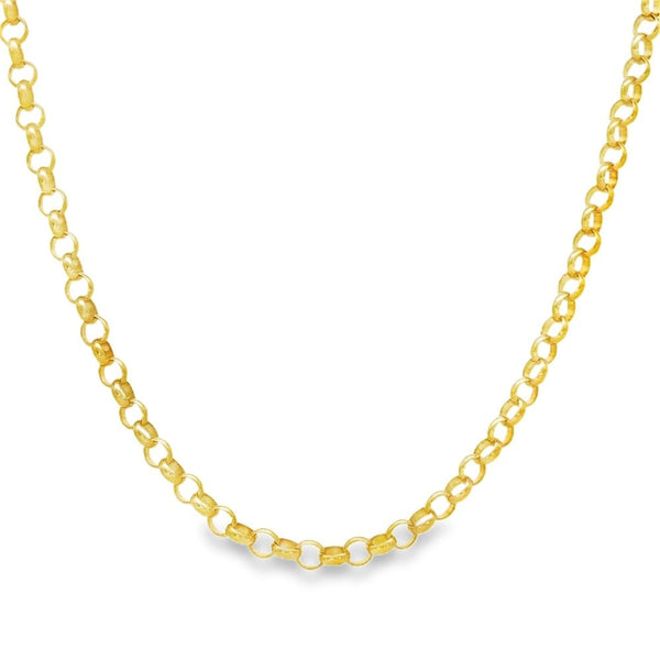 9ct Yellow Gold Round Belcher Chain - 16" - 7.7g