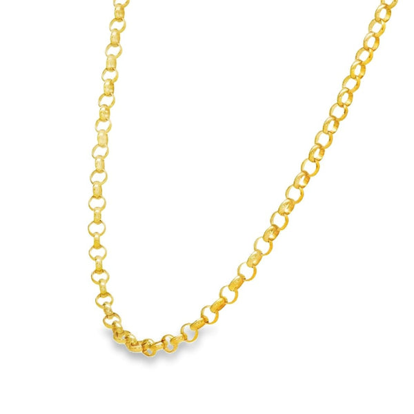 9ct Yellow Gold Round Belcher Chain - 16" - 7.7g
