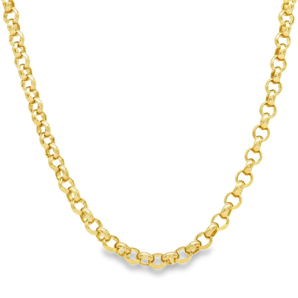 9ct Yellow Gold Round Belcher Chain - 21" - 32.5g