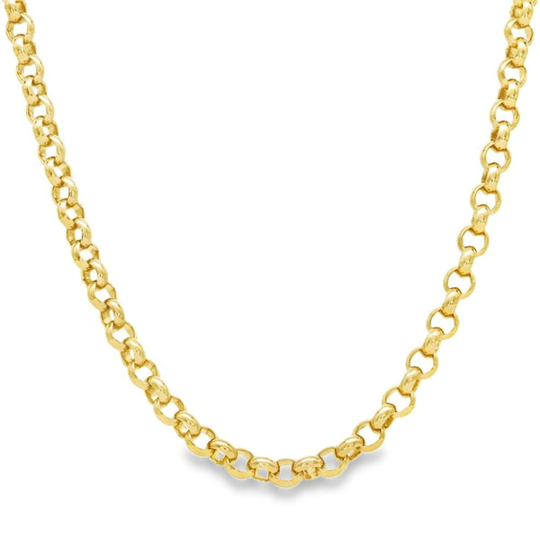 9ct Yellow Gold Round Belcher Chain - 21" - 32.5g