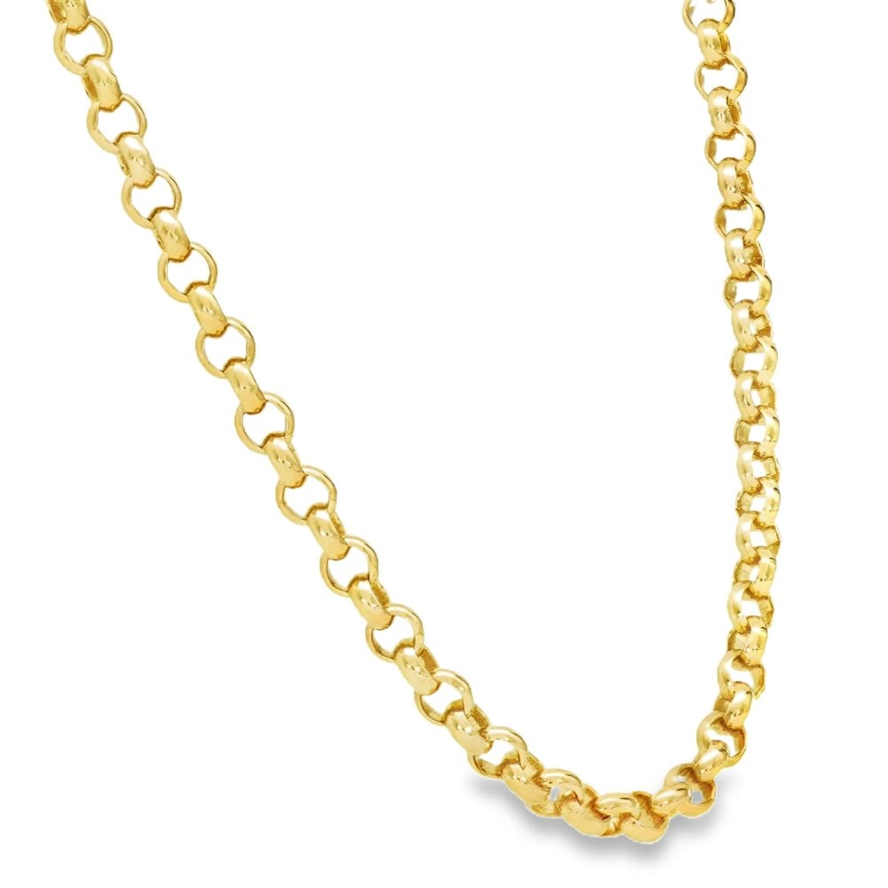 9ct Yellow Gold Round Belcher Chain - 21" - 32.5g