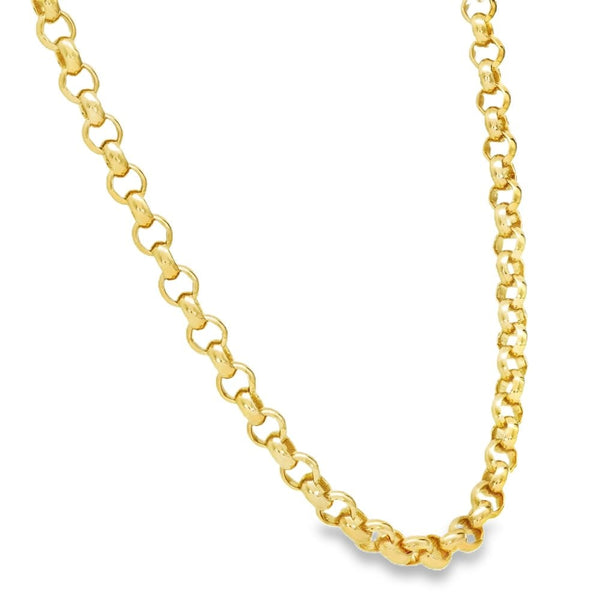 9ct Yellow Gold Round Belcher Chain - 21" - 32.5g