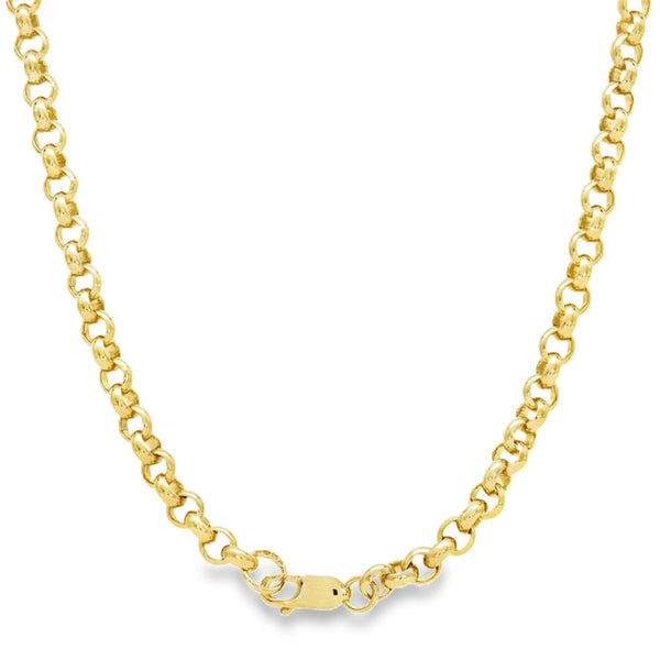 9ct Yellow Gold Round Belcher Chain - 21" - 32.5g