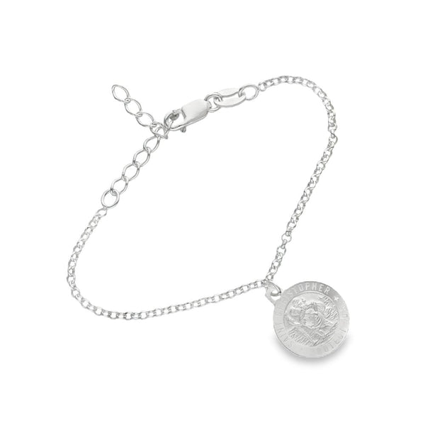 925 Silver St. Christopher Belcher Bracelet - 5.5" - 2.4g