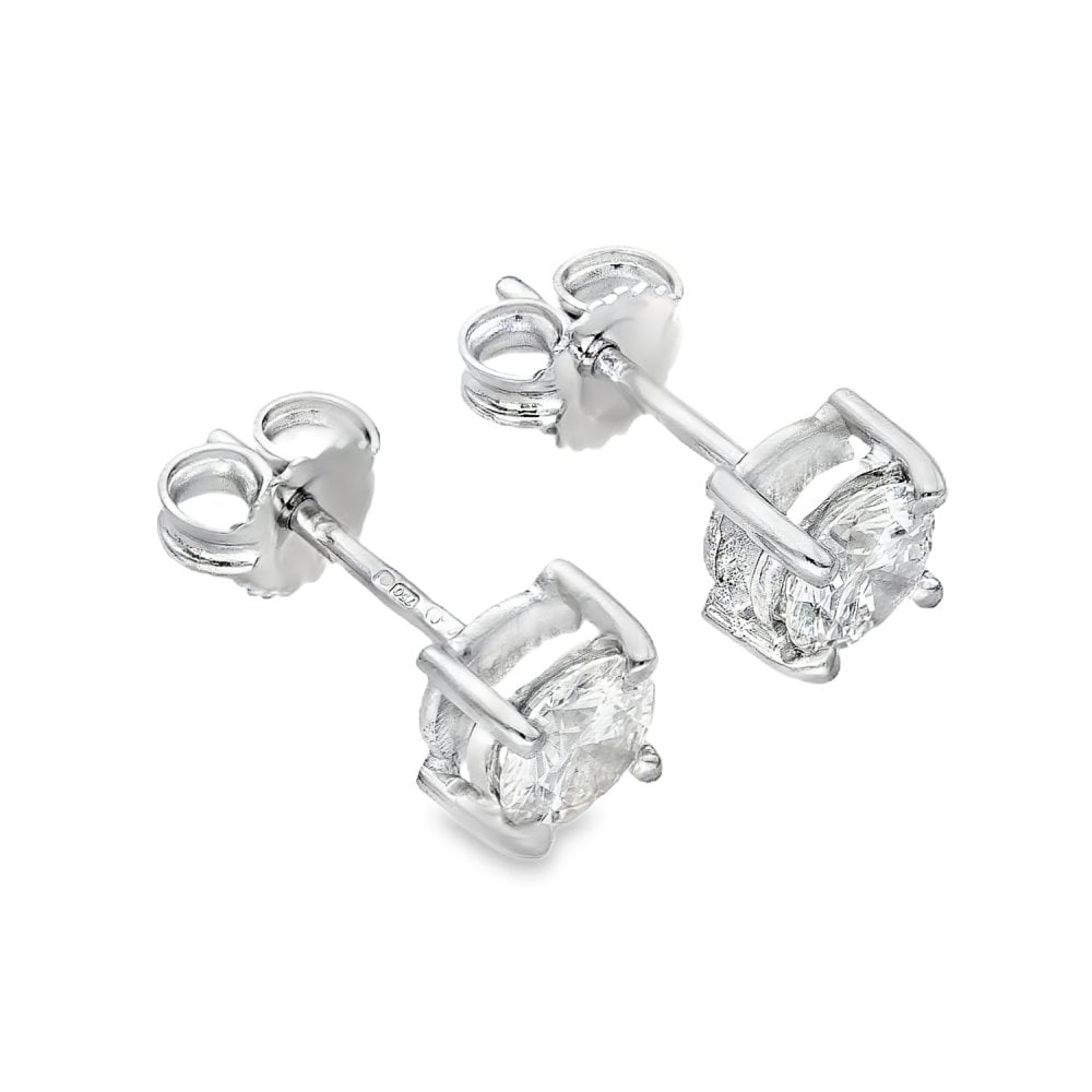 18ct White Gold Diamond Stud Earrings - 6x6mm - 1.38ct
