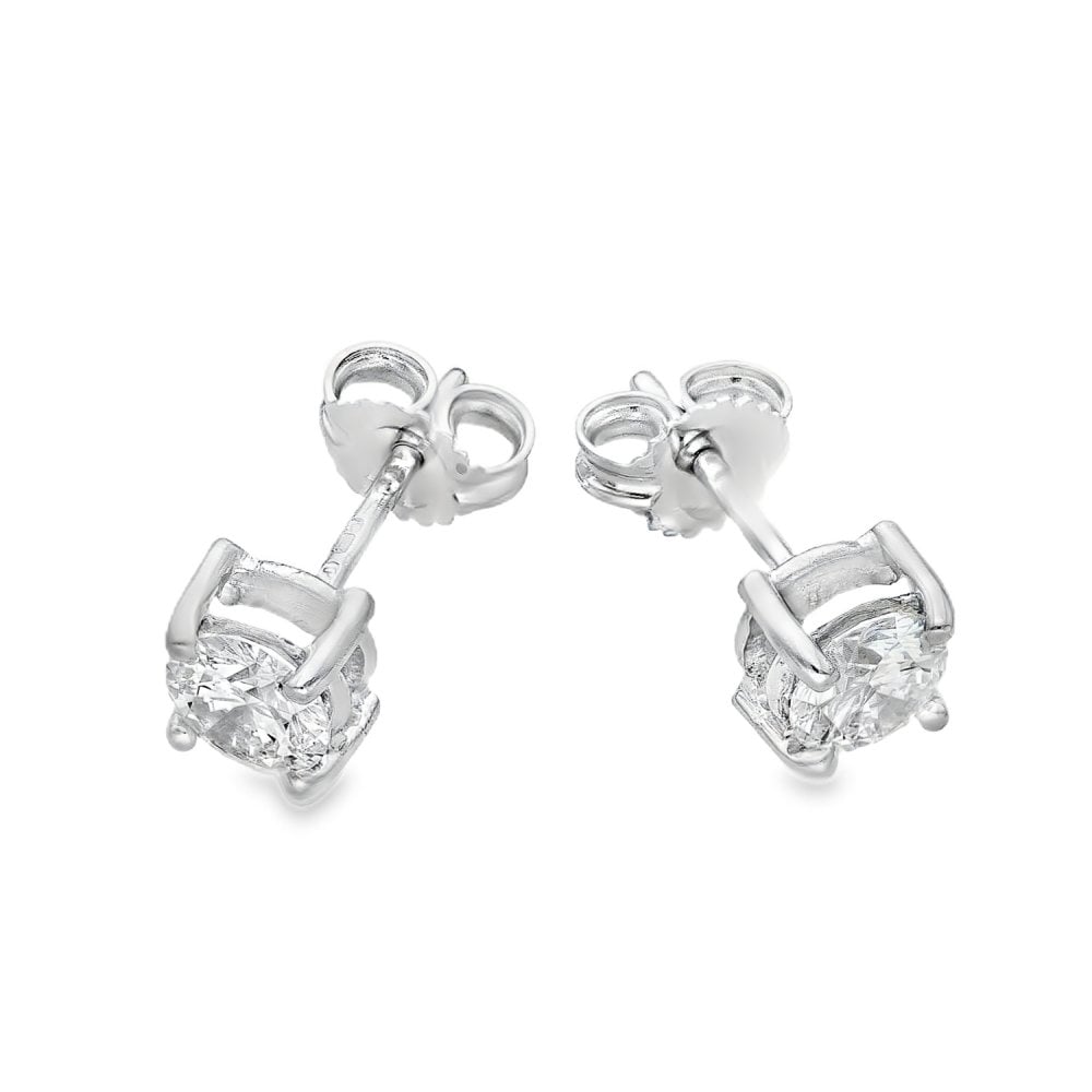18ct White Gold Diamond Stud Earrings - 6x6mm - 1.38ct