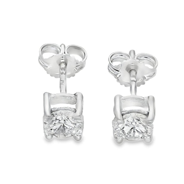 18ct White Gold Diamond Stud Earrings - 6x6mm - 1.38ct