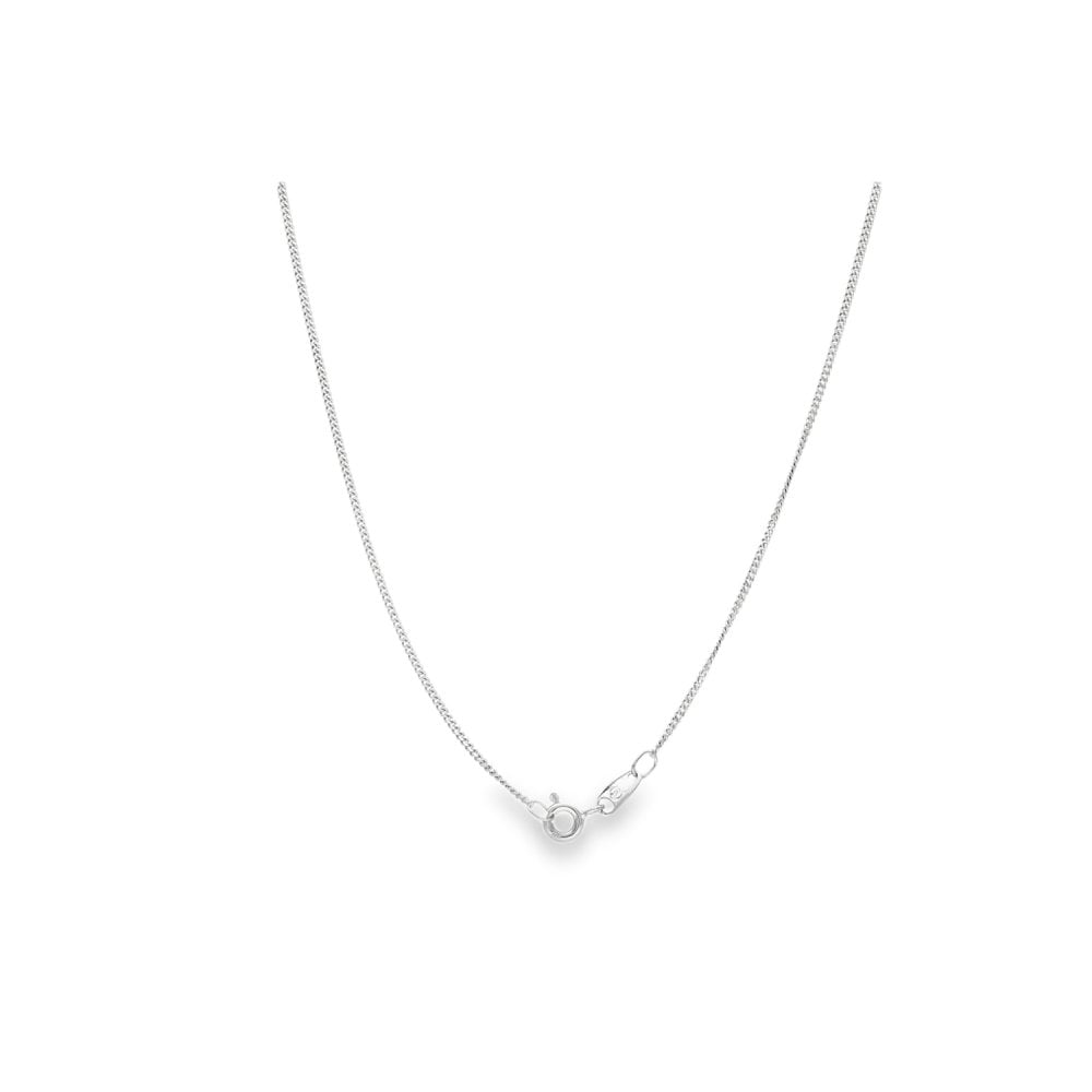 18ct White Gold Cubic Zirconia Cross Pendant & Curb Chain - 24"