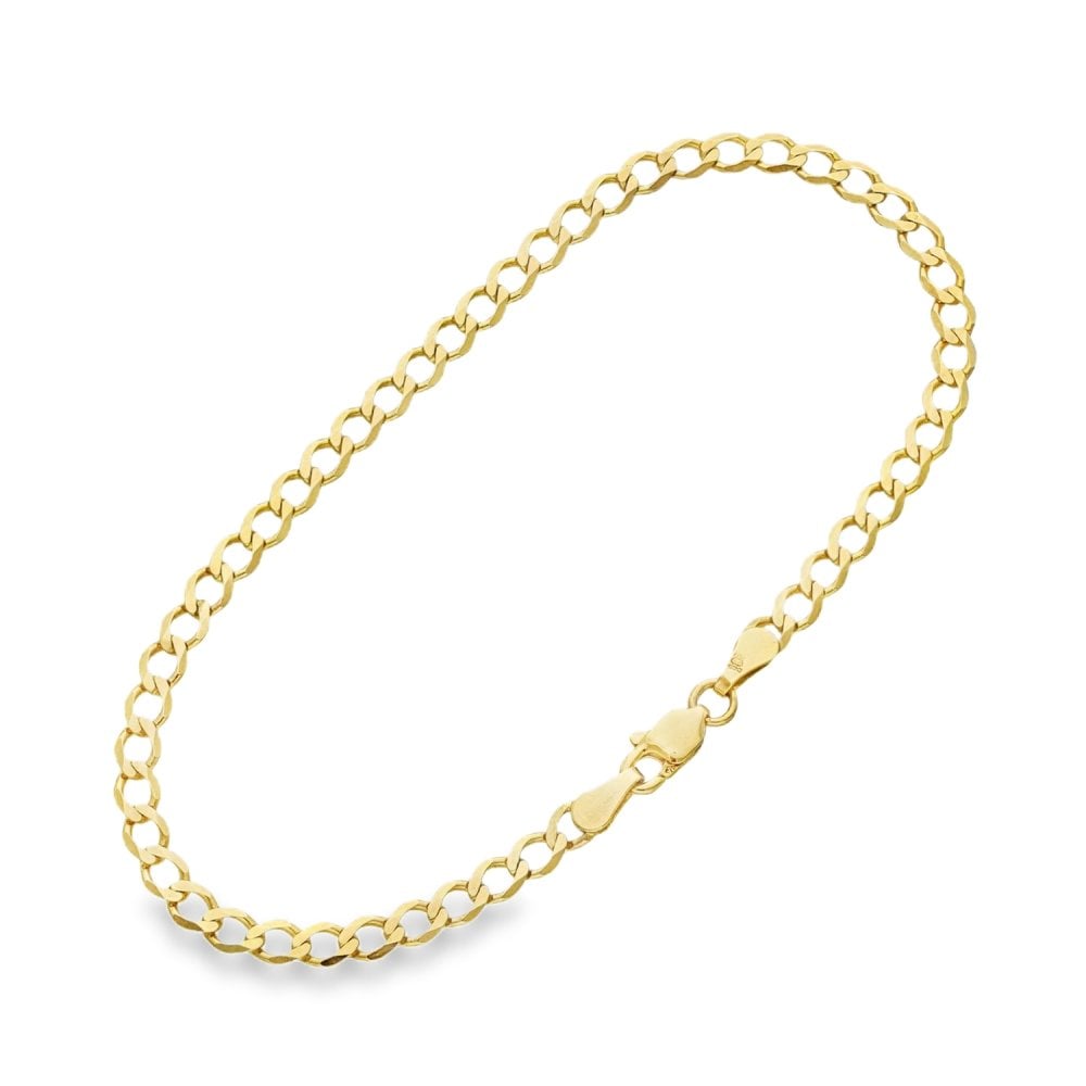 9ct Yellow Gold Light Curb Bracelet - 7" - 2.0g