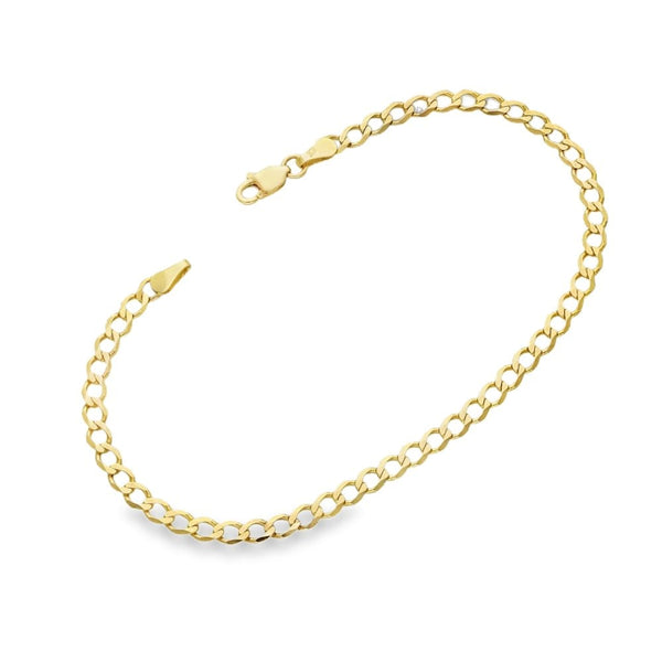 9ct Yellow Gold Light Curb Bracelet - 7" - 2.0g